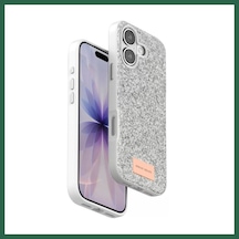 Bezos Onegif İphone 17 Uyumlu Bright Simli Kapak - Beyaz Bzs01
