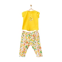 Andywawa Kız Bebek Çiçek Motifli Çok Renkli Alt Üst Takım AC21834 Sarı