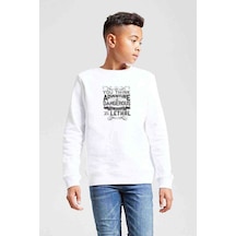 Tshirthane You Think Adventure Is Dangerous Baskılı Unisex Çocuk Beyaz Swea