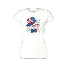 Kedi - Cool Beyaz Kadın Tshirt 001