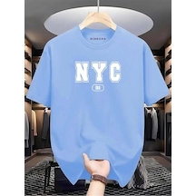 Nyc Baskılı Oversize Tişört Bebe Mavisi
