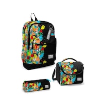 Coral High Goshopya Siyah Karikatür Desenli 3 Lü Okul Çanta Seti Goset0123774 Çok Renkli