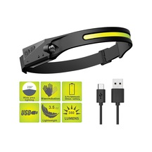 Ps001 5 Aydınlatma Modlu Cob Led Sensörlü Usb Şarj Edilebilir Dahili Pilli Kafa Lambası Çok Renkli
