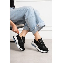 Shoetek Susanne Kadın Sneakers Bağcıklı Spor Ayakkabı Siyah Süet