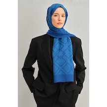 Armine Tencel İpek Zincir Desen Şal 32115 Mavi
