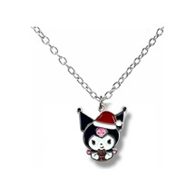 Kuromi Figürlü Siyah Kolye Gotik Tarzda 60 Cm Zincirli Sevimli Anime Takı Çok renkli