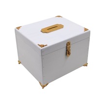 Altın Ayaklı Beyaz Tipbox 23x20x16cm Asma Kilit Hediyeli