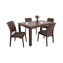 Depootoptan Mandella Elit Rattan 90 x 150 CM 4 Kişilik Elit Sandalye Masa Takımı K Kahverengi