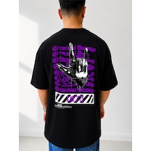 525 Oversize Sırt Baskılı Streetwear Unisex T-shirt Criminal Siyah