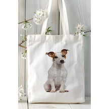 Art Hediye Jack Russell Terrier Köpek Baskılı Bez Çanta Omuz Çantası Kişiye Özel Model 4 Çok Renkli