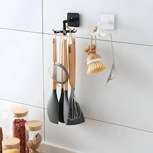 1 Adet 6 Kancalı 360 Döner Yapıştırmalı Askılık - Mutfak Ve Banyo Organizeri, Kepçe, Havlu, Lif Ask Sku: Smg8690010179586 100