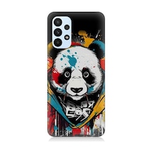 Samsung Galaxy A73 Uyumlu Renkli Boyalı Panda Desenli Silikon Kılıf