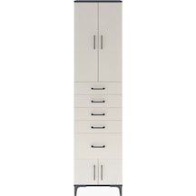 Arges Dolap 3 Raflı 5 Çekmeceli 4 Kapaklı 60x30x243 Antrasit-aytaşı Antrasit