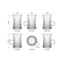 Lüks Kulplu Çay Fincanı 6 Adet Berraklığında Cam Estetik Ve Ergonomik Tasarım Çay Bardağı Seti Sarı