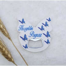 Mavi Kelebek Açacak Magnet 6x6 Cm Uv Erkek Bebek Magnetl 30 Adet