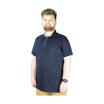 Mode Xl Battal Beden Erkek Tshirt Polo Yaka Cepli Klasik Pike 20552 Lacivert 001