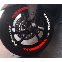 Yamaha NMAX Yazılı Kırmızı Beyaz Jant Sticker Etiket Modeli