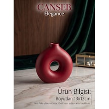 13x13cm - Premium -dekoratif Donut Vazo - Kendinden Kokulu - El Boyaması İşçilik Kırmızı