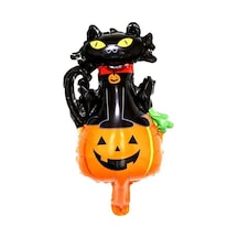Halloween Kedili Balkabağı Folyo Balon 97x66 Cm
