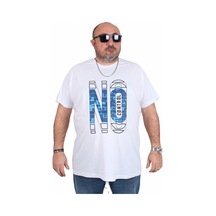 Moc Grande Mocgrande Erkek Büyük Beden Sıfır Yaka Tişört No Control 25172 Beyaz Beyaz