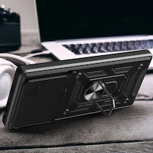 Spia Xiaomi 15t Pro İle Uyumlu Kılıf Sürgülü Siyah Panther Yüzüklü Silikon Orijinal Xiaomi 15t Pro İle Uyumlu, Sürgülü Siyah 50 x 22