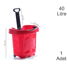 40 Litre 2 Tekerlekli Plastik Alışveriş El Sepeti Kırmızı 1 Adet / En:51 Boy:35 Yükseklik:42 Cm