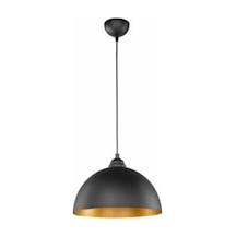 Retro Siyah Içi Sarı Metal Sarkıt Avize 30 Cm