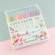 Pentel Arts Brush Sign Pen Twin 24'lü Fırça Uçlu Kalem Set / Sesw