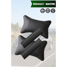 Renault Master Uyumlu Siyah Set Deri Kemer Koruyucu Lüks Deri Yastık