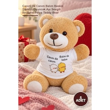 5 Adet Peluş Ayıcık Canım Da Canım Balım Baskılı Tişörtlü Oyuncak Ayı Sevgili si Peluş Teddy Bear