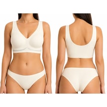 Best Bra Lazer 85 Dikişsiz Fitilli Lazer Kesim Balensiz Konfor Sütyen Bralette Ekru