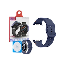 Samsung Galaxy Watch 8 / Watch 8 Classic 40mm/44mm/46mm Uyumlu Premium Yumuşak Silikon Spor Kordon + Kolay Uygulama Aparatlı 9h Tempered Glass Ekran Koruyucu Seti Çok Renkli