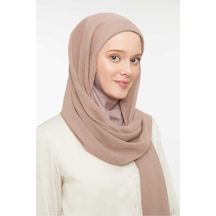 Melodi Scarf Kadın Tesettür Hijab Boneli Şifon Şal Vizon Vizon