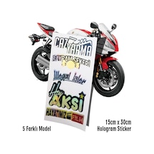 Türkçe Yazı Hologram Sticker 5li - Motosiklet Kelebek Cam Uyumlu Sticker