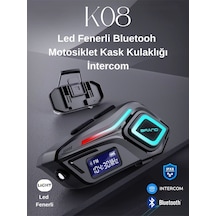 K08 Led Fenerli İntercom Bluetooth Motosiklet Kask Kulaklığı İntercom Kulaklık