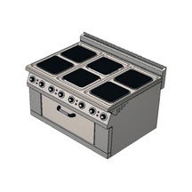 Karacasan Endüstriyel 900 Seri Dolaplı 120 Cm 6 Gözlü Elektrikli Ocaklı Kuzine