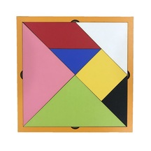 Büyük 7 Parça Renkli Ahşap Tangram Puzzle 20X20Cm