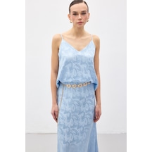 Sateen Lior Askılı Bluz - Bebe Mavi-137120 Bebe Mavi