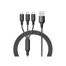 Siyah Hızlı Usb Şarj Kablosu Samsung Evrensel 3 In 1 Çok Fonksiyonlu Cep Telefonu Kablosu Şarj Kablosu Tip C