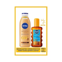 NIVEA Sun Güneş Koruyucu Bronzluk Vücut Spreyi SPF30 200 ML + Q10 Bronzlaştırıcı Losyon 250 ML
