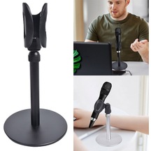 Htzj01 Masaüstü Mikrofon Standı Yuvarlak Tabanlı Ayarlanabilir Alüminyum Alaşımlı Masa Mikrofon Tutucu Braketi - Siyah 681300023b