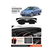 Volkswagen Passat Cc 2008-2012 Uyumlu Torpido Örtüsü, Torpido Kılıfı - Siyah-gri - Vw016