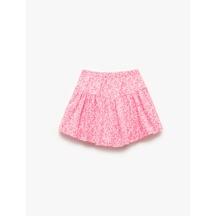Koton Beli Lastikli Desenli Şort Etek Pembe Desenli 5skg40212ak Pembe Desenli