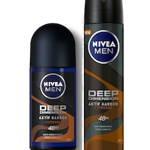 Nivea Men Deep Dimension Espresso Aktif Karbon Erkek Roll-On Deodorant 50 ML + Sprey Deodorant 150 ML