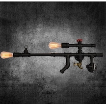 Rustik Aplik Vintage Silah Şeklinde Borulardan Duvar Lambası Hediyelik Duvar Apliği Diğer