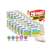 Pudralı Lateks Latex Muayene Eldiveni Tek Kullanımlık S Beden 20 Paket