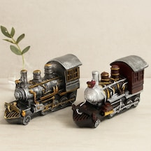 Vintage Tren Biblo Kumbara Reçine 20x12x8 Cm Standart