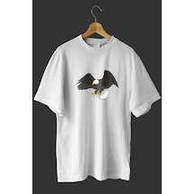 Noıssey -wed Kartal Tasarım Baskılı Oversize T-shirt Tişört Beyaz