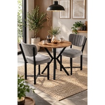 Sulorahome Gri Yemek Masası Ve 2 Adet Sandalye Seti 70 Cm