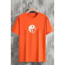 Uyguntarz Unisex Ying&yang Tasarım Tshirt Turuncu
